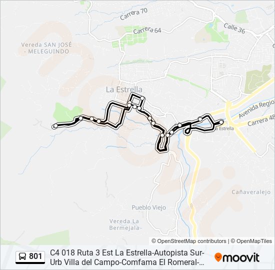 801 bus Line Map