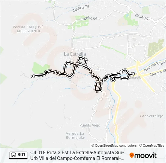 801 Bus Line Map