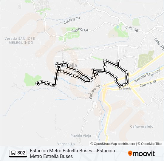 Mapa de 802 de autobús