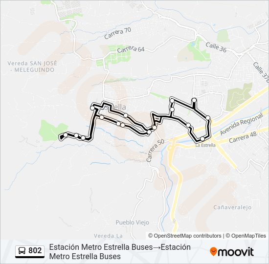 Mapa de 802 de autobús