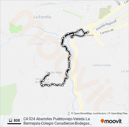 Mapa de 808 de autobús