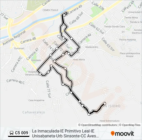 C5 009 Bus Line Map