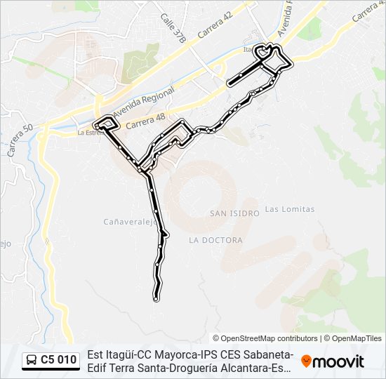 Mapa de C5 010 de autobús