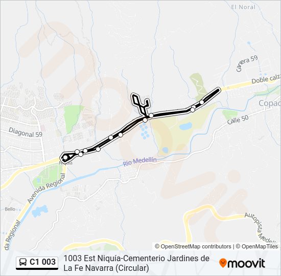 Mapa de C1 003 de autobús