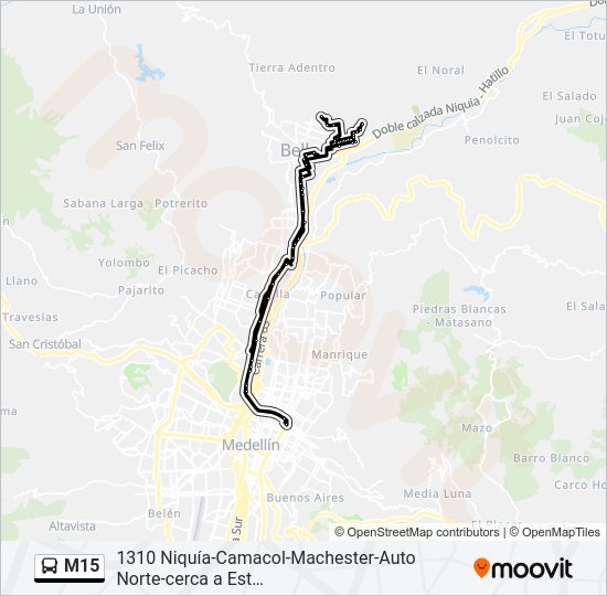 Mapa de M15 de autobús