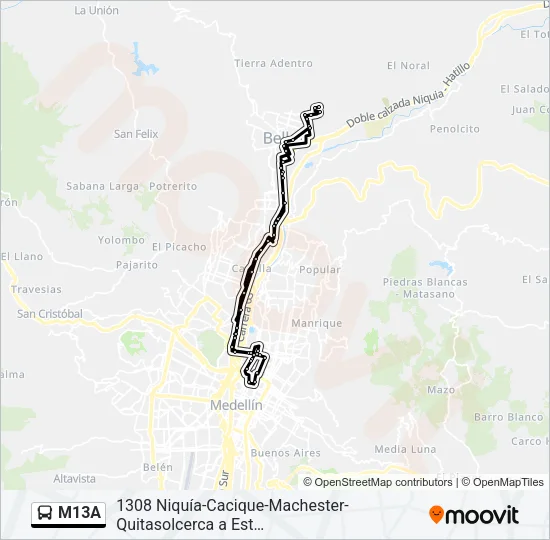 M13A Bus Line Map
