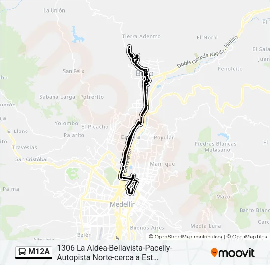 M12A Bus Line Map