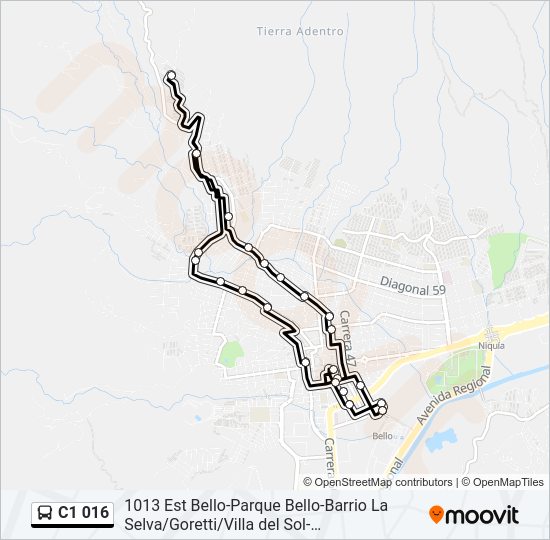 Mapa de C1 016 de autobús