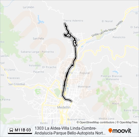 Mapa de M11B 03 de autobús