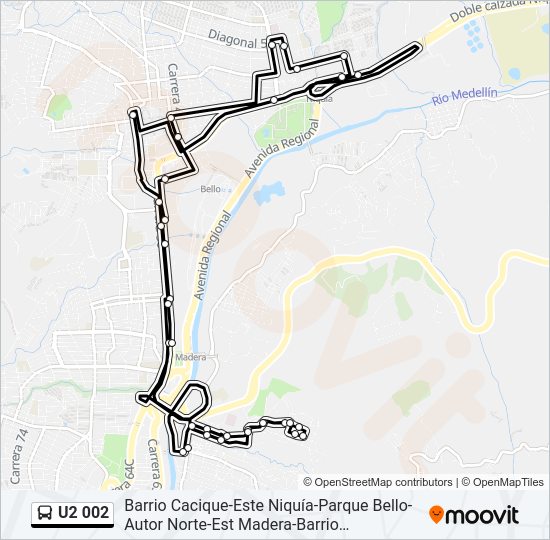 Mapa de U2 002 de autobús