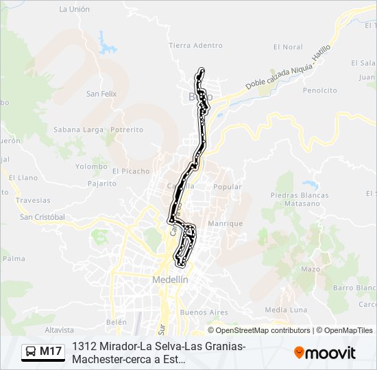 Mapa de M17 de autobús