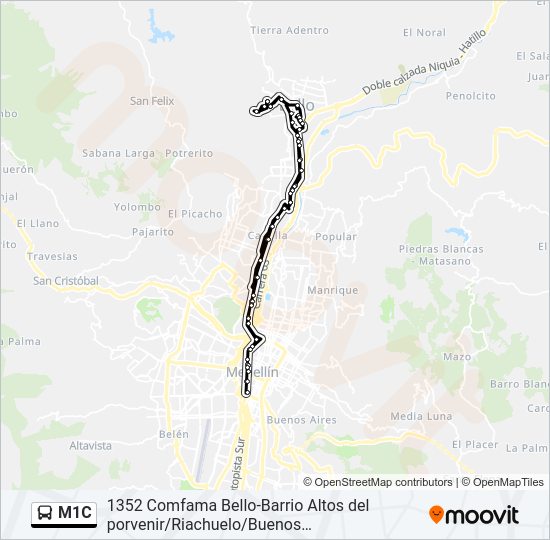 M1C Bus Line Map