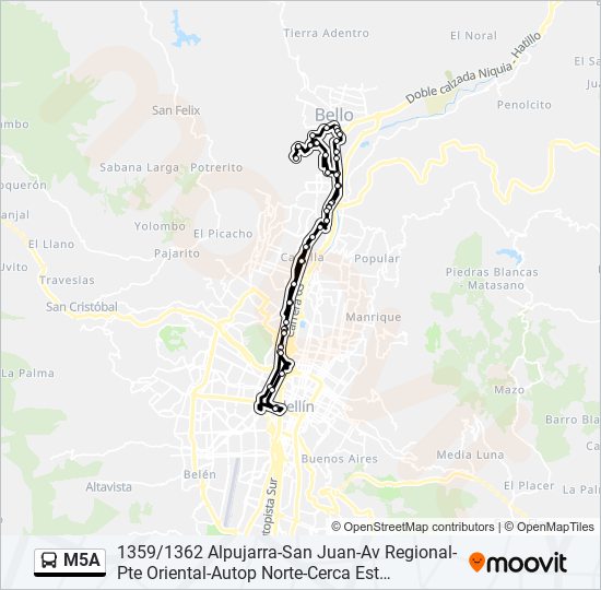 M5A bus Line Map