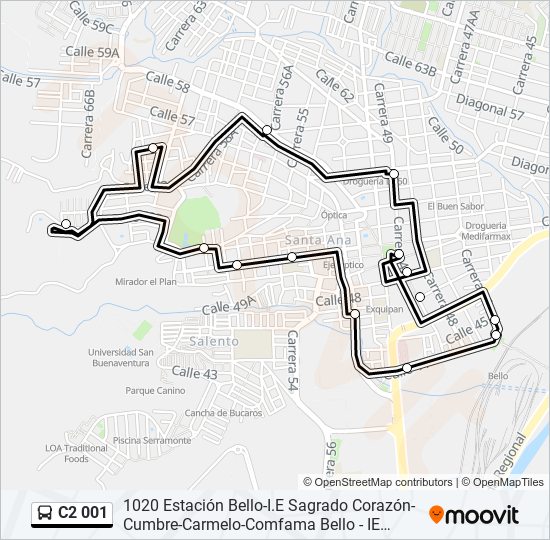 Mapa de C2 001 de autobús