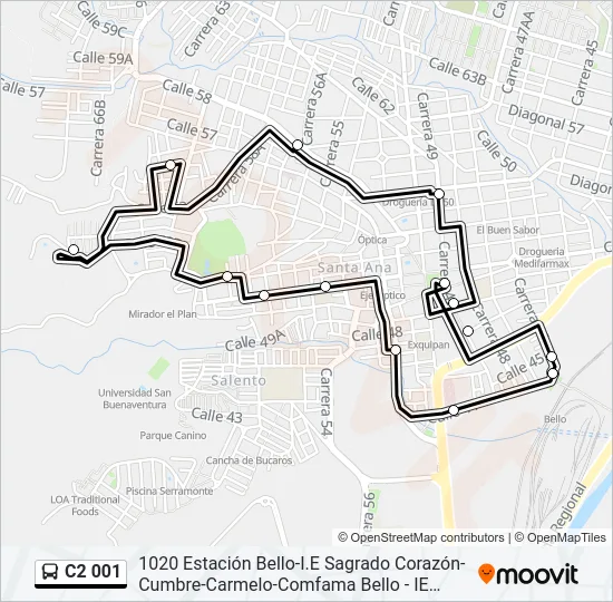 C2 001 Bus Line Map