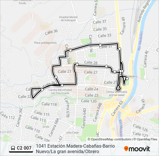 C2 007 Bus Line Map