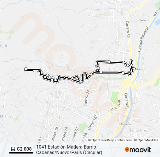 Mapa de C2 008 de autobús