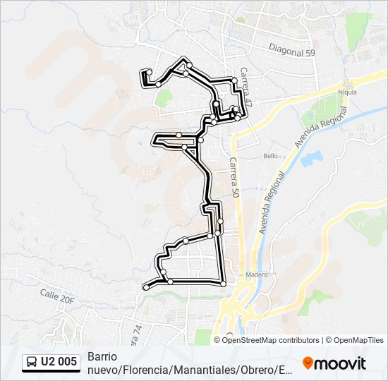 U2 005 bus Line Map