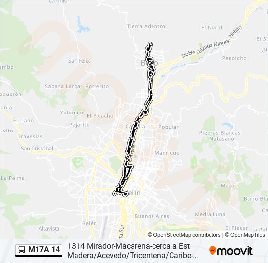 M17A 14 bus Line Map
