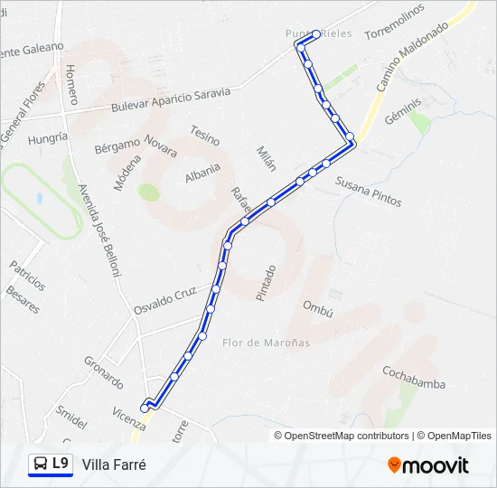 L9 Ómnibus Line Map