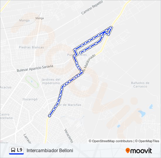 L9 ómnibus Line Map