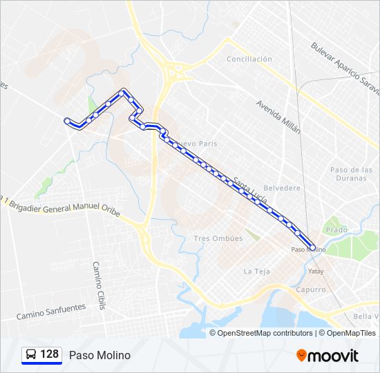 128 Ómnibus Line Map