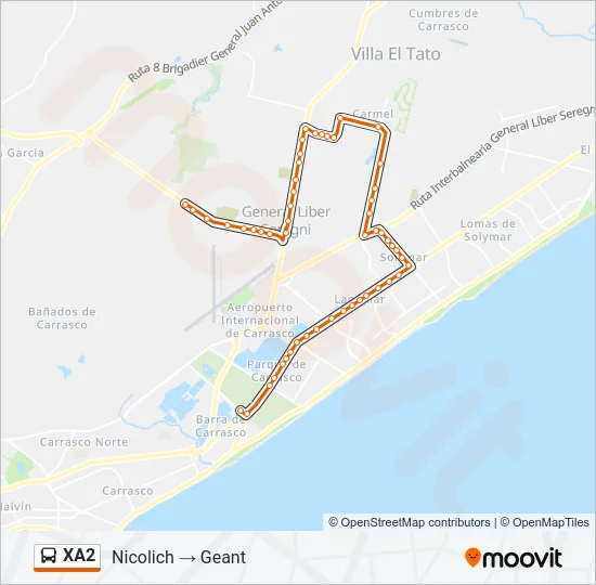 XA2 Ómnibus Line Map