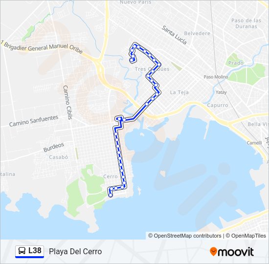 L38 Ómnibus Line Map