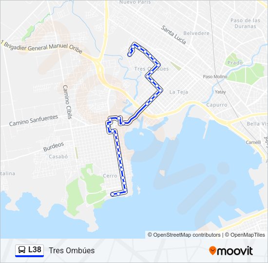 L38 Ómnibus Line Map