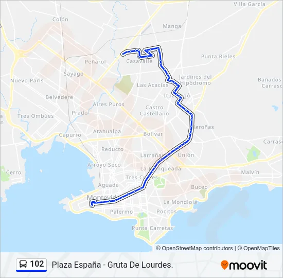 102 Ómnibus Line Map