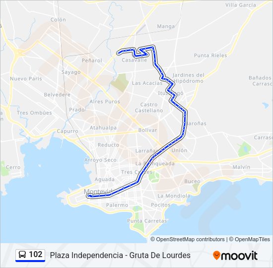 102 Ómnibus Line Map