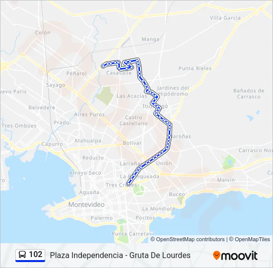102 Ómnibus Line Map