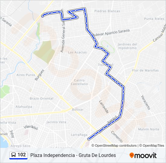 102 Ómnibus Line Map