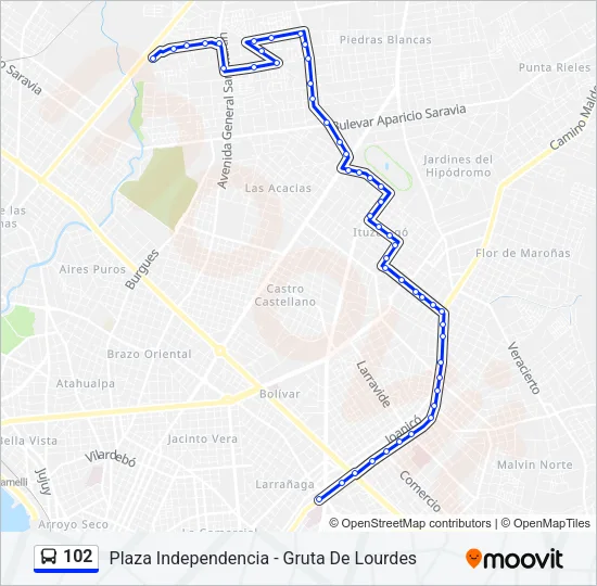102 Ómnibus Line Map