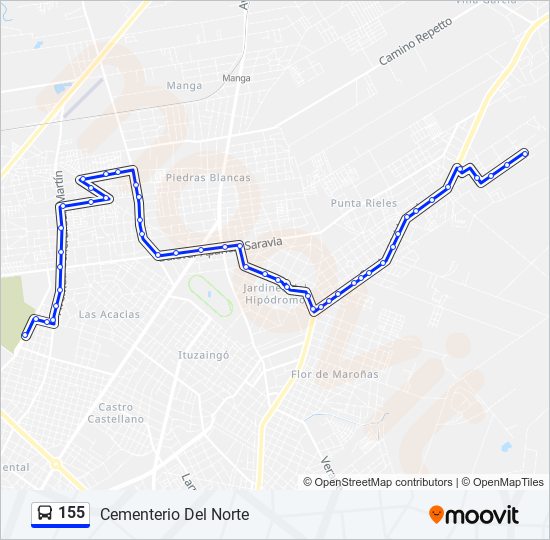 155 Ómnibus Line Map