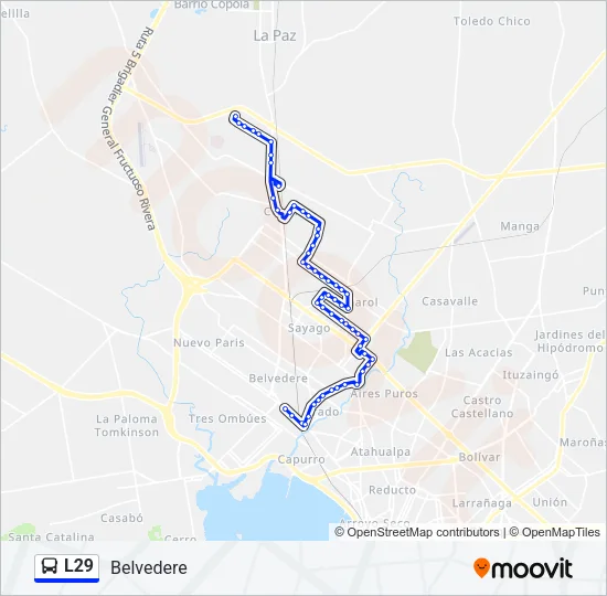 L29 Ómnibus Line Map