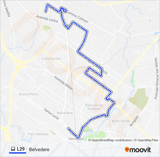 L29 Ómnibus Line Map