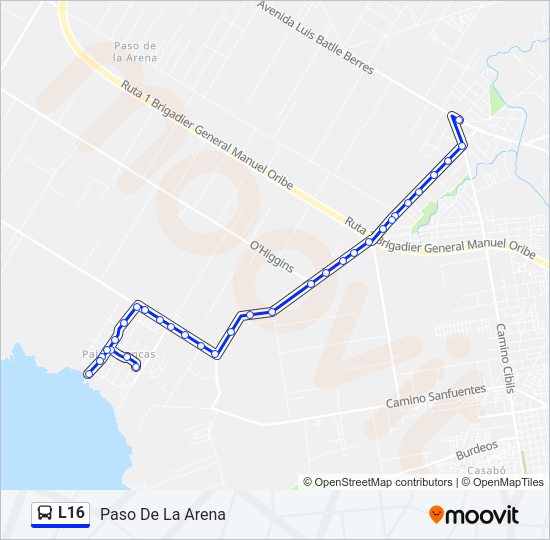 Mapa de L16 de Ómnibus