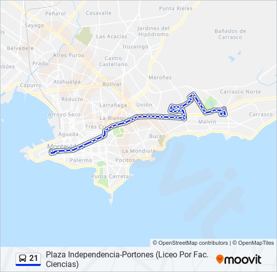 21 Ómnibus Line Map