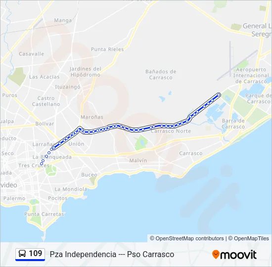 109 Ómnibus Line Map