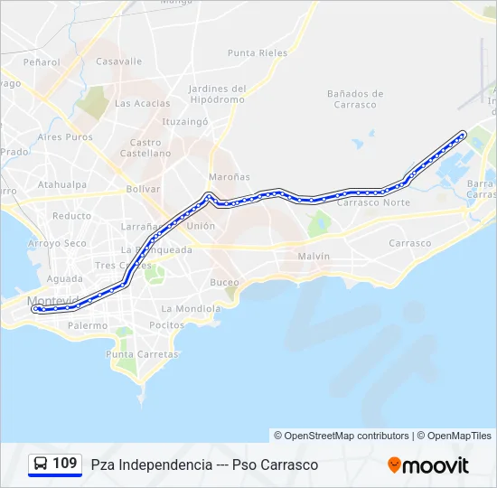 109 Ómnibus Line Map