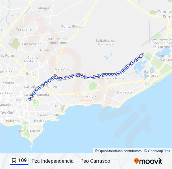 109 Ómnibus Line Map
