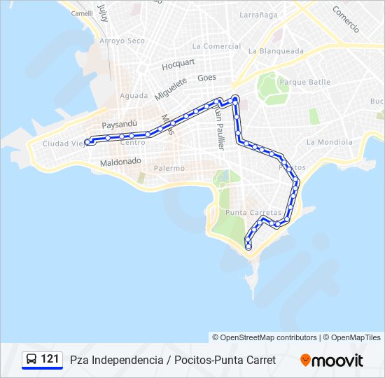 121 Ómnibus Line Map