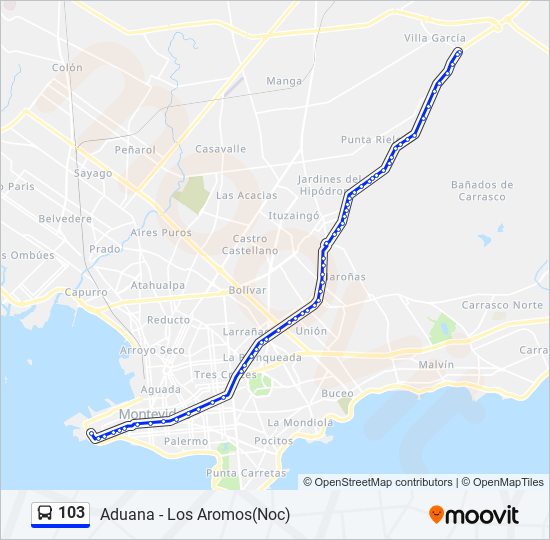 103 Ómnibus Line Map