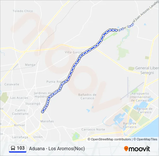 103 Ómnibus Line Map