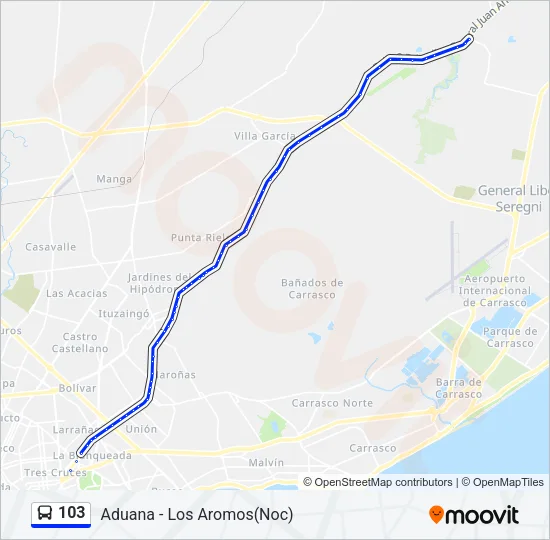 103 Ómnibus Line Map