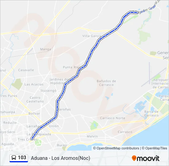 103 Ómnibus Line Map