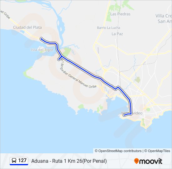 127 ómnibus Line Map