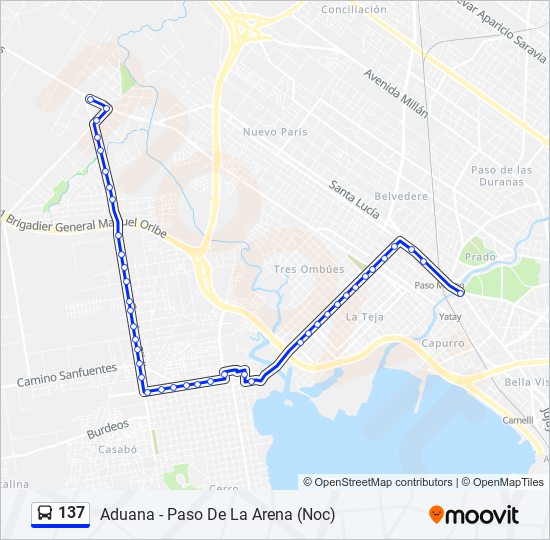 137 Ómnibus Line Map