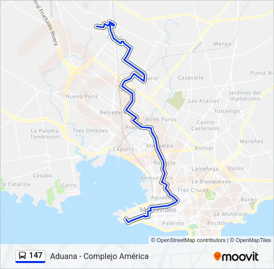 147 Ómnibus Line Map